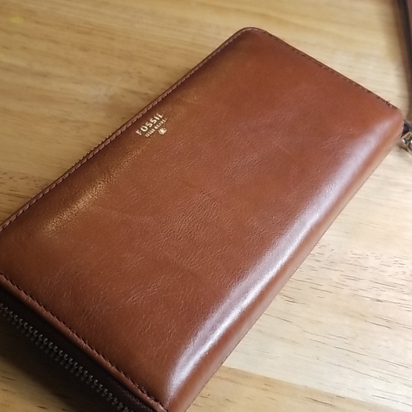 Vintage Fossil Wallet Clutch Genuine Leather Rare Excellent Condition